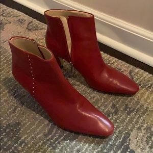 Red Leather Zara Ankle Boots